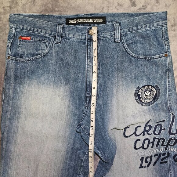 Ecko Unltd Baggy Jeans with Embroidered Logo Men's size 40 Y2K Skater Hip Hop - Picture 8 of 16